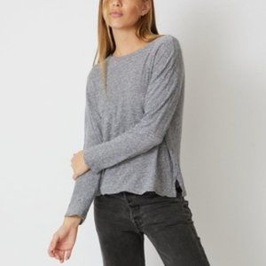 L/S Textured Tri-Blend Slouchy Top by Monrow; Color: Granite